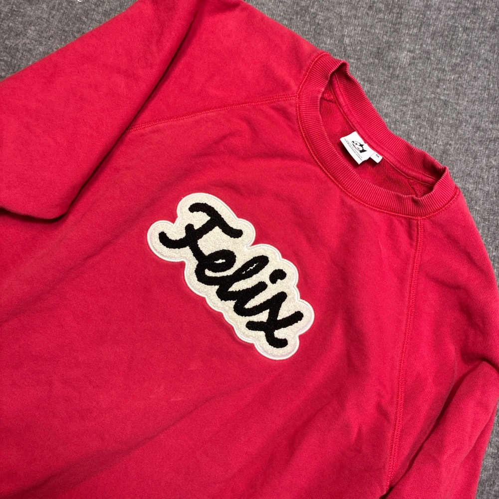 Universal Studios Felix the Cat Sweatshirt Mens M Red Raglan Chenille Patch Rare